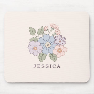 Pasterl Flowers on the light pink backgroud  Mouse Pad