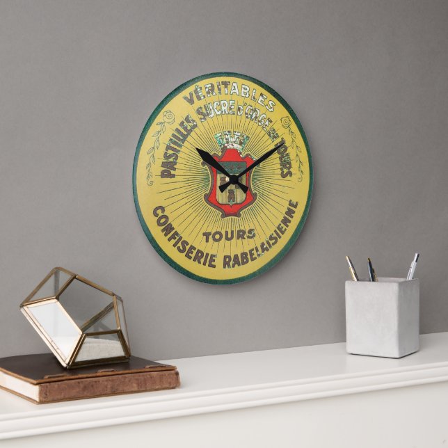 Pastilles, French vintage Logo. Large Clock (Office)