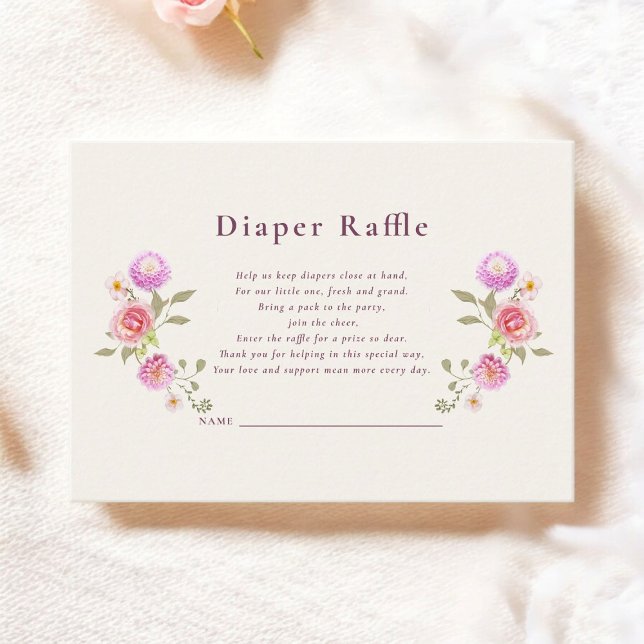Pastle floral Diaper Raffle Baby Shower Enclosure Card (Creator Uploaded)