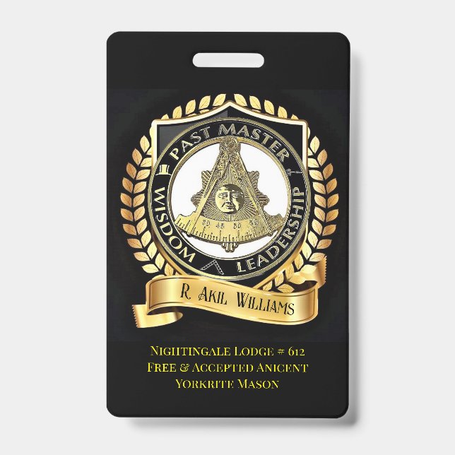 Pastmaster/ Knight Templar ID Badge (Front)