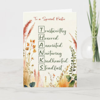 Pastor Appreciation Day Acrostic Words Wildflowers Card