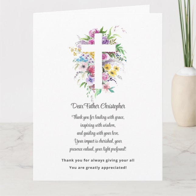 Pastor Appreciation Floral Thank You Card (Front)