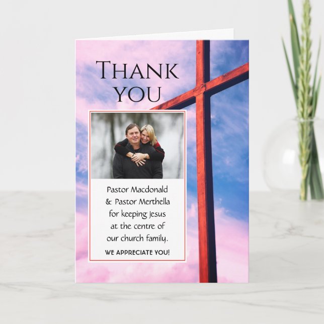 PASTOR APPRECIATION Keeping Jesus Centre PHOTO Thank You Card (Front)