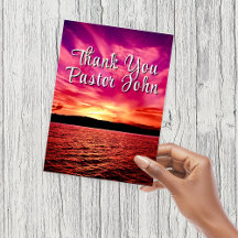 Pastor Appreciation Postcard | Ocean Pink Sunset