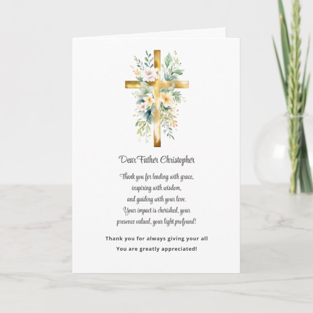 Pastor Appreciation Thank You Card - Floral (Front)