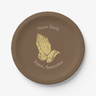 Pastor appreciation with praying hands paper plate