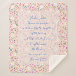 Pastor Appreciation Woman Botanical Scripture Sherpa Blanket