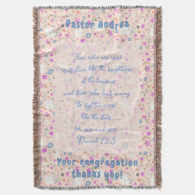 Pastor Appreciation Woman Botanical Scripture Throw Blanket (Front Vertical)