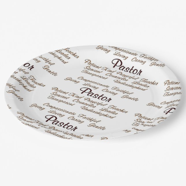 Pastor Attributes Paper Plate (Angled)