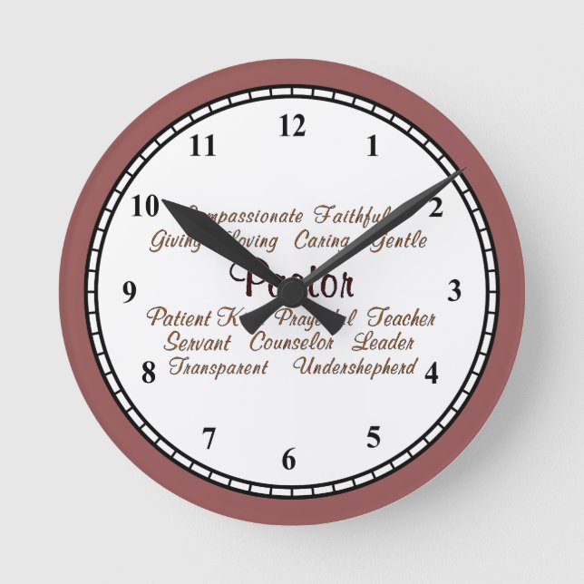 Pastor Attributes Round Clock (Front)