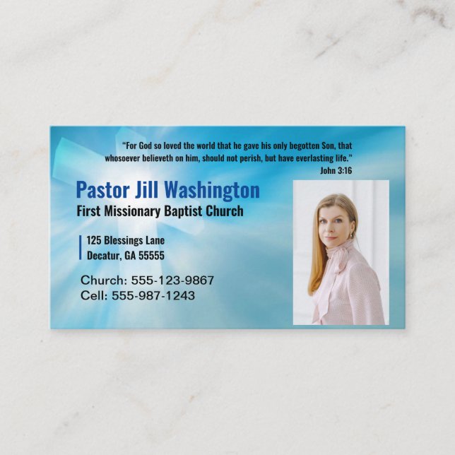 Pastor Blue Business Card (Front)