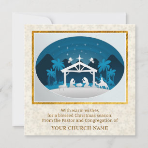 Pastor & Congregation Blessings Nativity Church Holiday Card