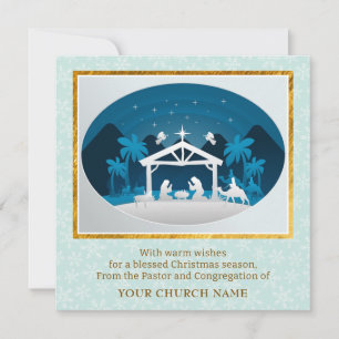 Pastor & Congregation Blessings Nativity Church Holiday Card