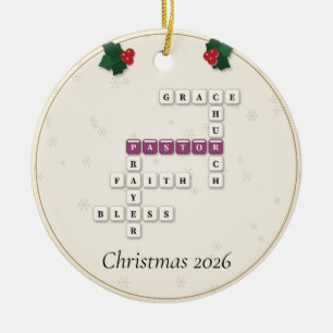 Pastor Crossword Letter Tiles Holly Year Ceramic Tree Decoration