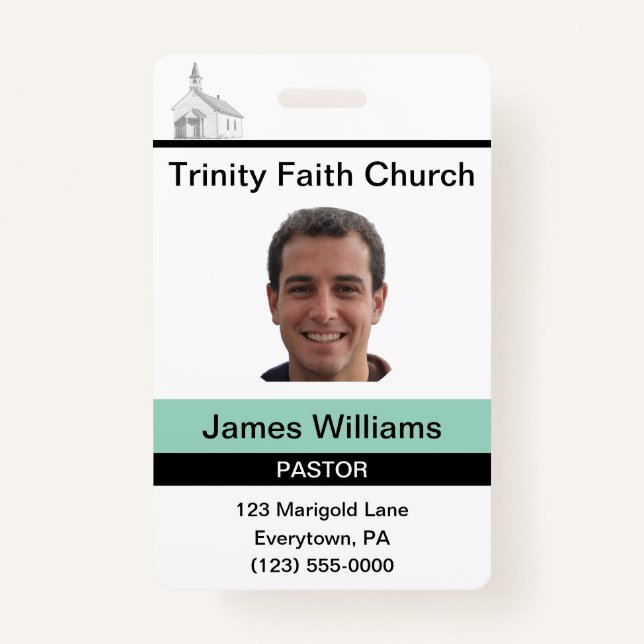 Pastor Custom Badge ID Badge (Front)