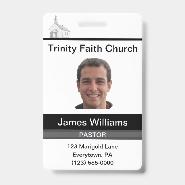Pastor Custom Badge ID Badge (Front)
