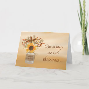 Pastor & Family Blessings Thanksgiving Sunflower Card