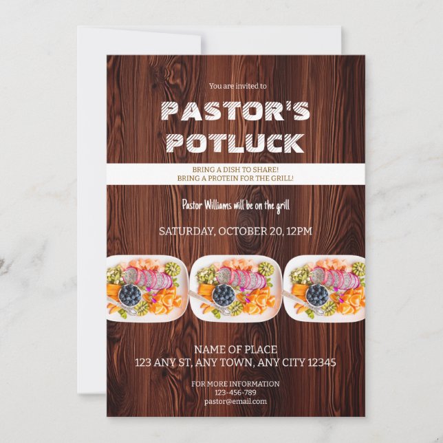 Pastor Fire & Fellowship Potluck Invitation (Front)