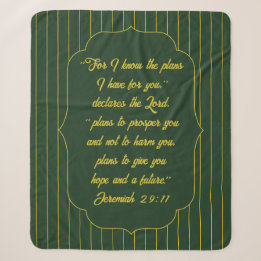 Pastor Gift Plans for You Scripture Green Stripes  Sherpa Blanket