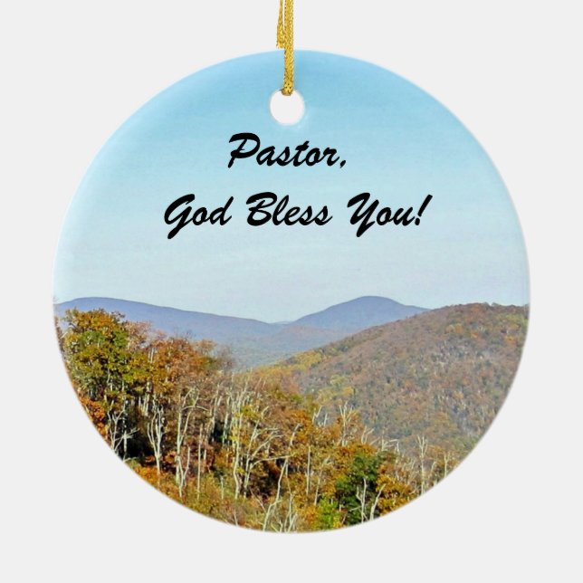 Pastor, God Bless You! Isaiah 52:7 Ceramic Tree Decoration (Back)