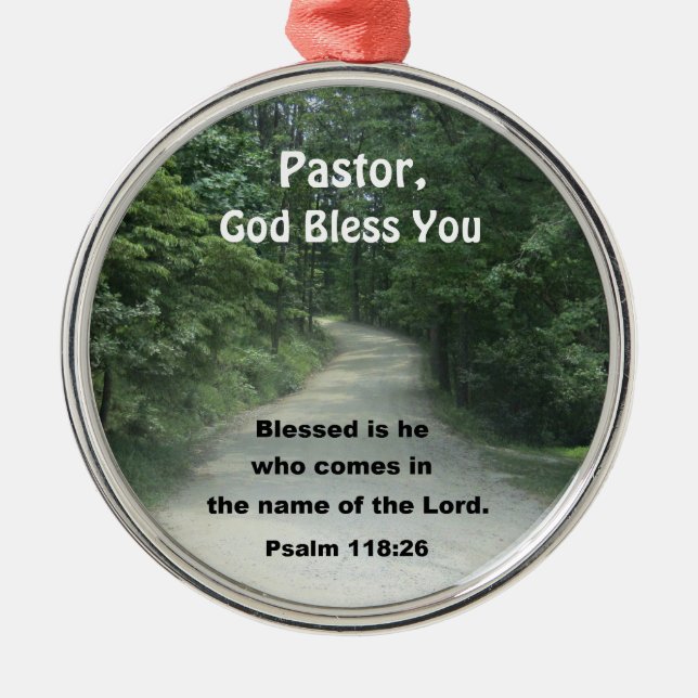 Pastor, God Bless You! Metal Tree Decoration (Front)