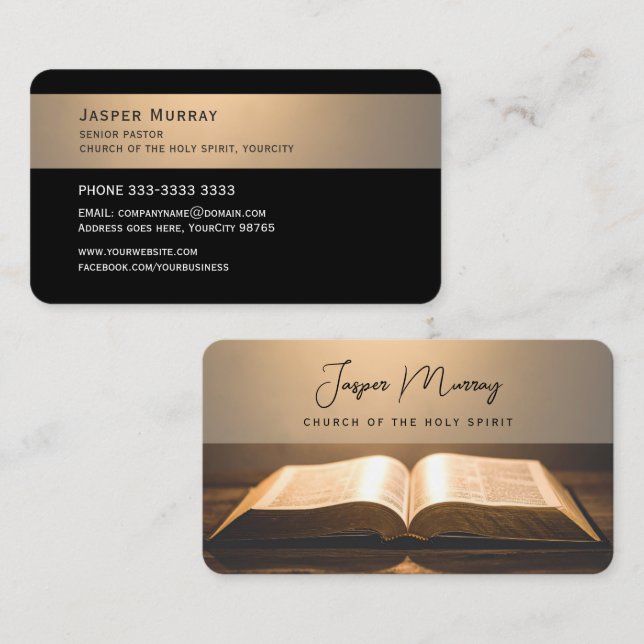 Pastor Holy Bible Business Card (Front/Back)