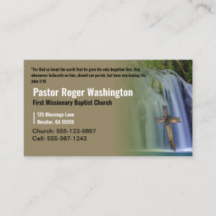 Pastor or Deacon Cross waterfall Church Business C Card