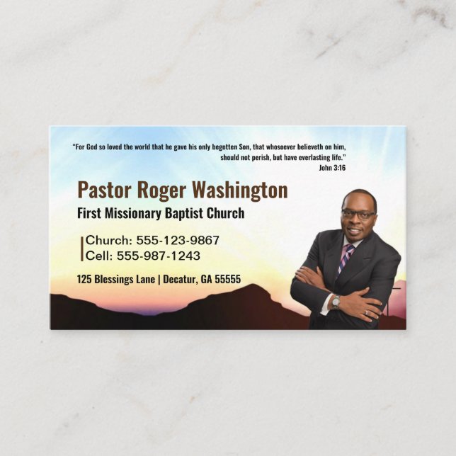 Pastor or Deacon Photo Church Business Card (Front)