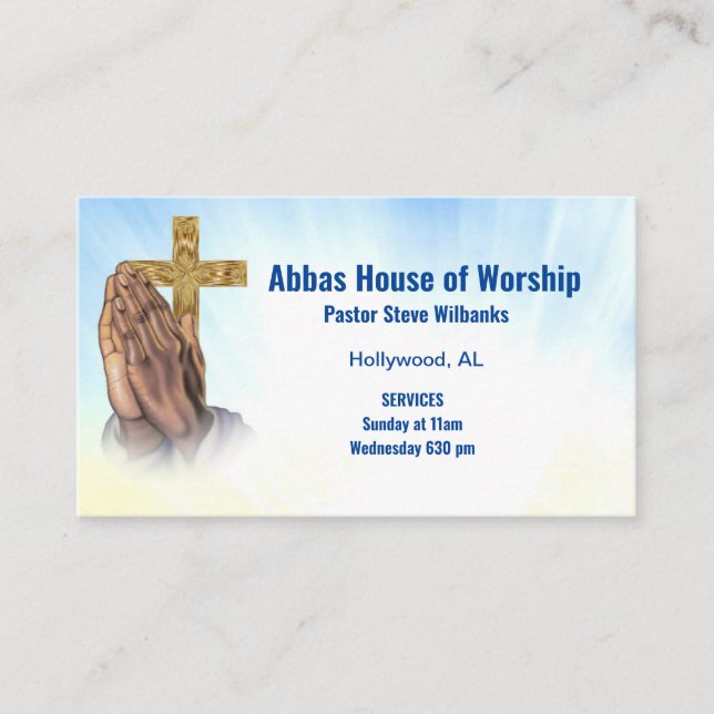 Pastor or Deacon Praying hand Church Business Card (Front)