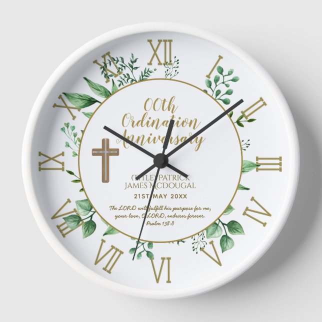PASTOR Ordination Anniversary Verse - Personalised Clock (Front)