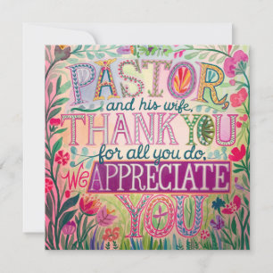 ✝️ Pastor Pastor's Wife Appreciation Anniversary   Thank You Card