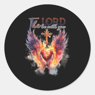 Pastor - Praying Hands Before Sacred Heart  Classic Round Sticker