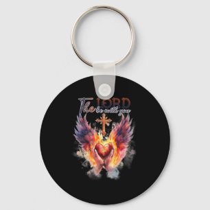 Pastor - Praying Hands Before Sacred Heart Key Ring