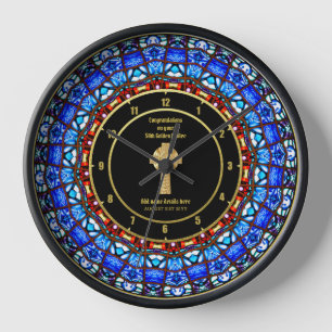 Pastor Priest Ordination Anniversary Stained Glass Clock
