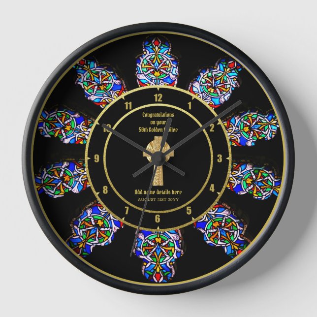 Pastor Priest Ordination Anniversary Stained Glass Clock (Front)