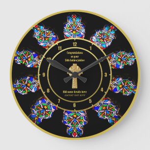 Pastor Priest Ordination Anniversary Stained Glass Large Clock