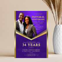 Pastoral Anniversary Purple & Gold Frame Church