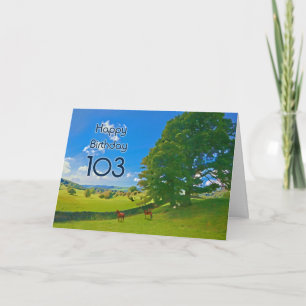 Pastoral landscape painting 103rd Birthday card