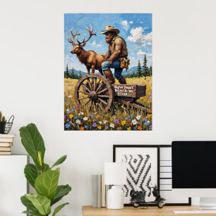 Pastoral Prank: Sasquatch and the Stag Poster