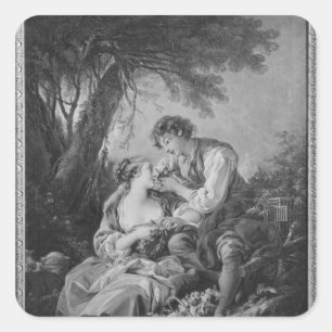 Pastoral scene square sticker