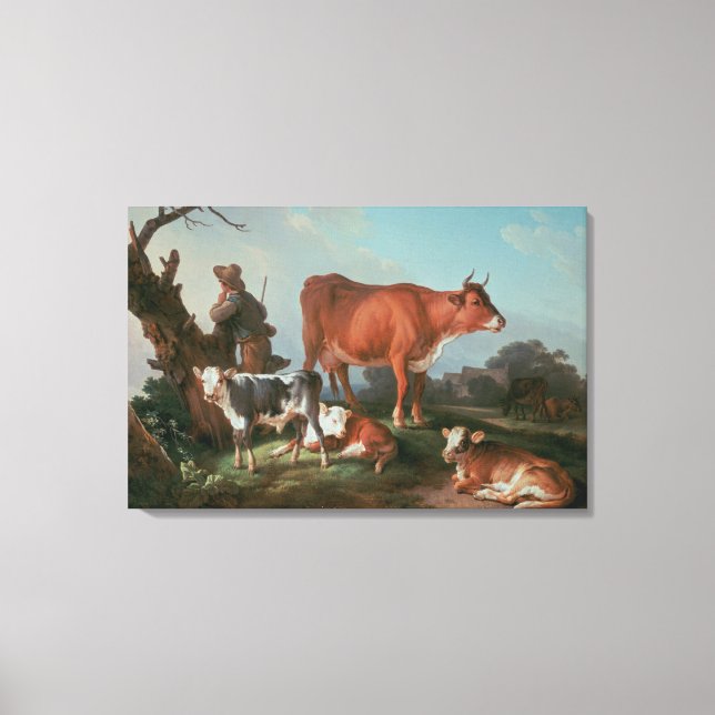 Pastoral scene with a cowherd canvas print (Front)