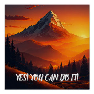 Pastoral Sunset Mountain Landscape Poster