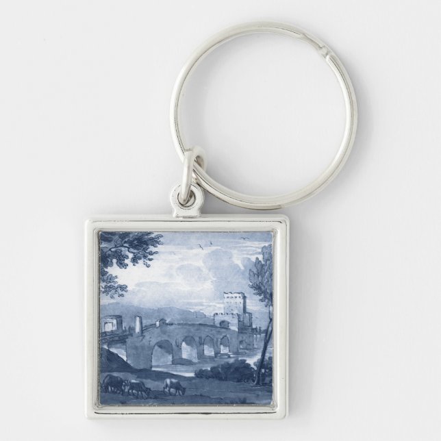 Pastoral Toile - Bridge Key Ring (Front)