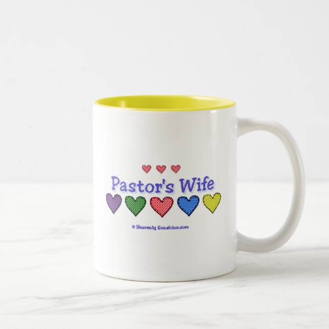 Pastor's Wife Gingham Hearts Two-Tone Coffee Mug (Right)