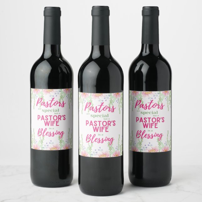 ✝️ Pastor's Wife Wives Appreciation Gift Thank You Wine Label (Bottles)