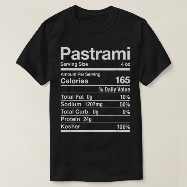 Pastrami Nutrition Facts Jewish Kosher Food Passov T-Shirt (Design Front)
