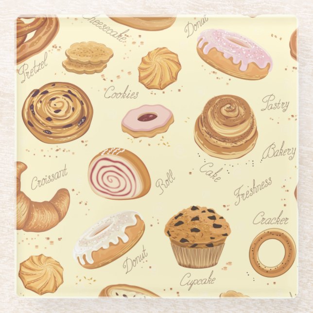 Pastries Glass Coaster (Front)