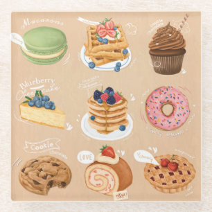 Pastries Glass Coaster