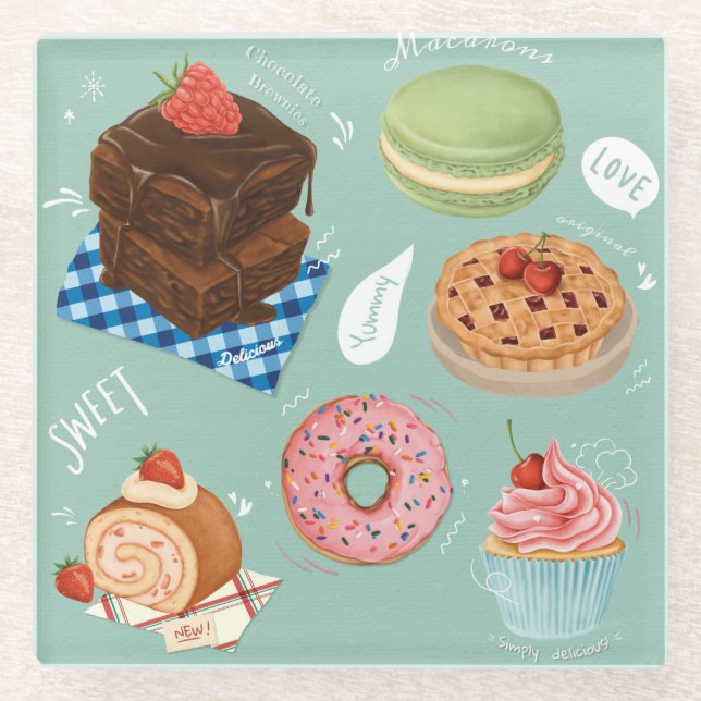 Pastries Glass Coaster (Front)