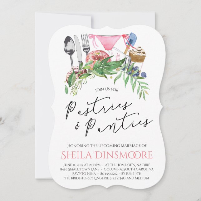 Pastries & Panties Lingerie Shower Invitation 5x7 (Front)